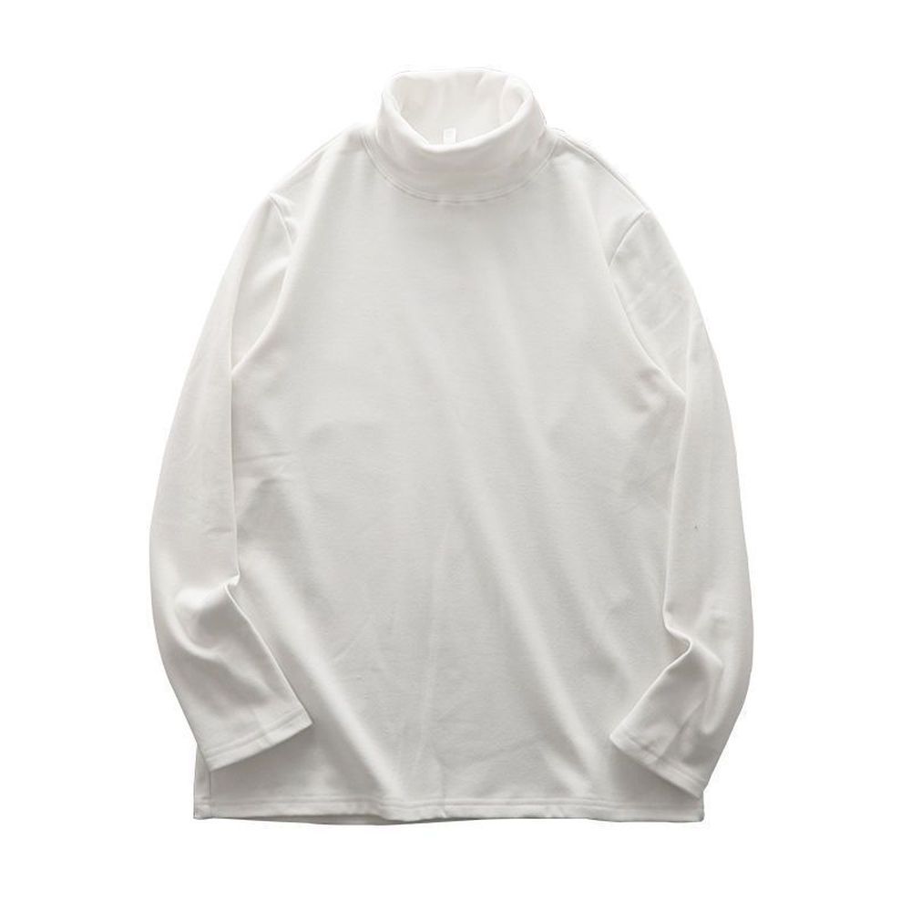 Men's High-neck Long-sleeved T-shirt Solid Color Casual Warm Top