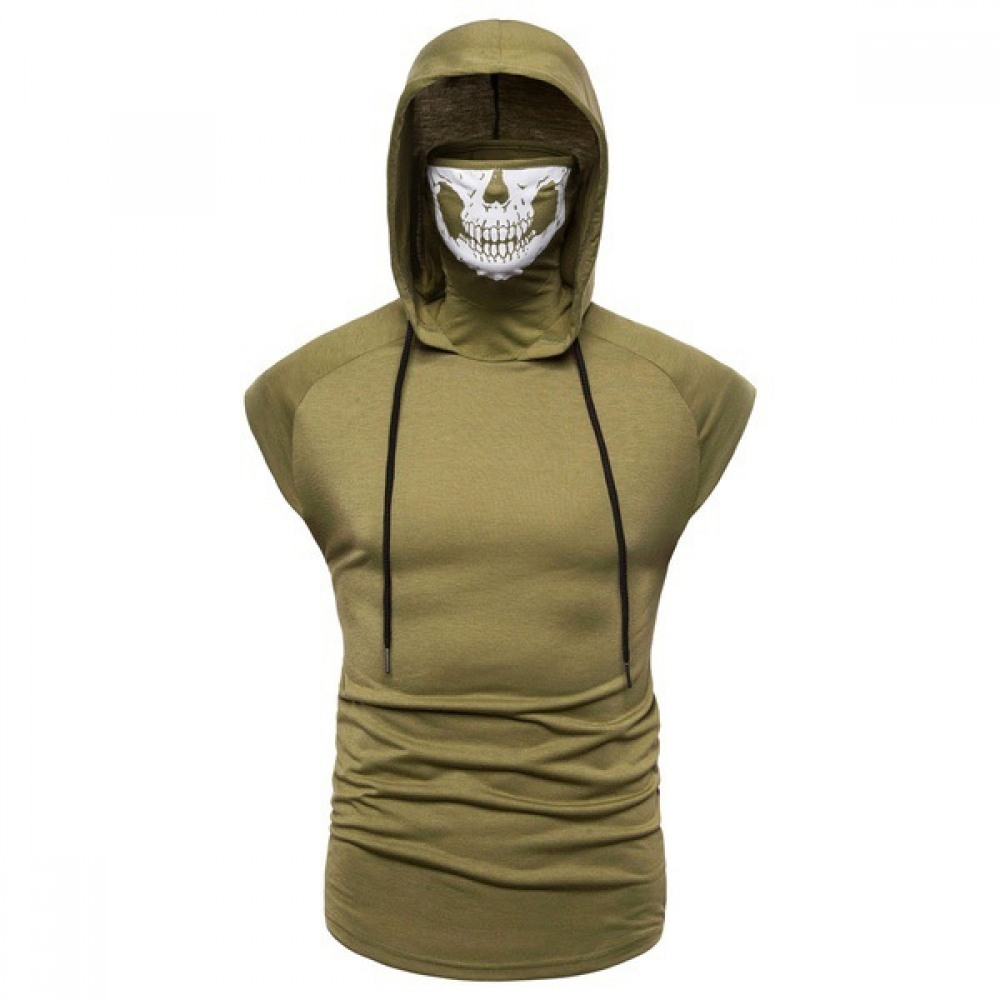 Large Size Hooded Masked Fashion Men's Vest Sleeveless T-Shirt
